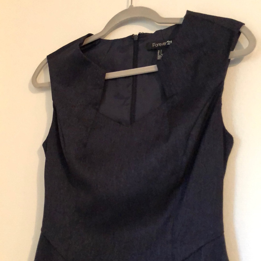 Dark Jean Lined V-Neck Dress [ Forever 21]